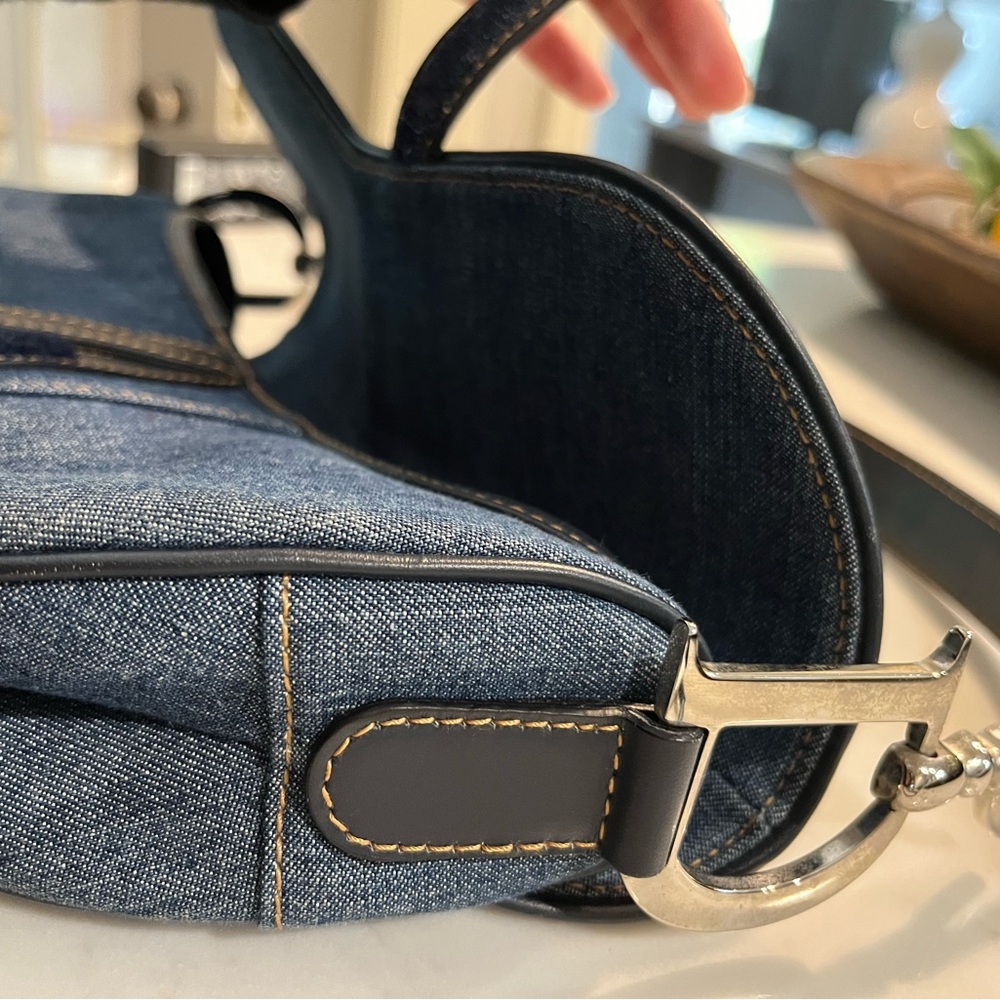 RARE Christian Dior Galliano Denim Embellished Saddle Bag - Picture 10 of 16